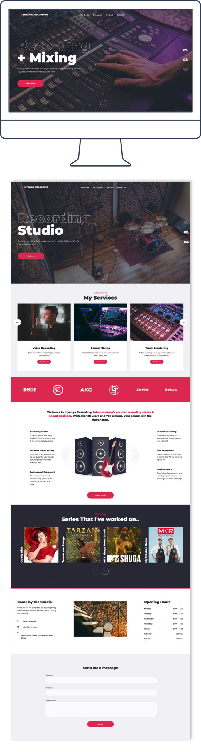 recording studio web design